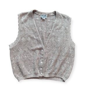 Vintage 90’s Knit Cream/Tan Sweater Vest Kenneth Too!